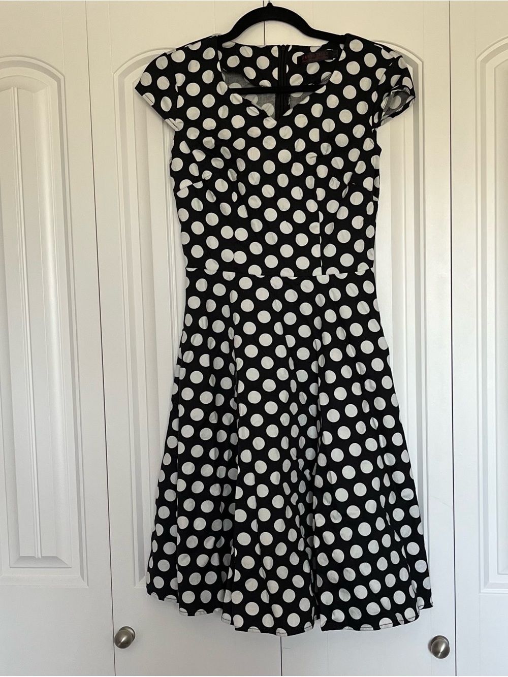 Black & White Polka Dot Fit-and-Flare Dress